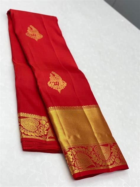 Effervescent Red Soft Banarasi Silk Saree With Elision Blouse Piece Silkfolks