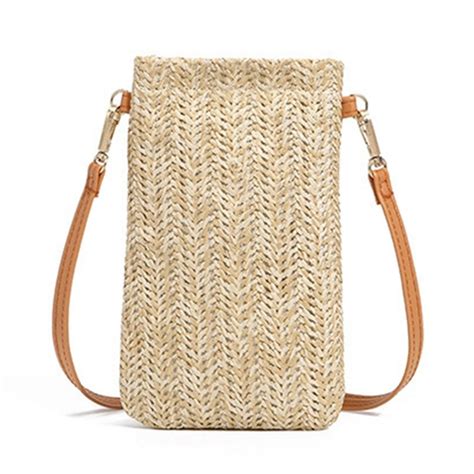 Women Small Straw Woven Bag Crossbody Cell Phone Purse Summer Beach