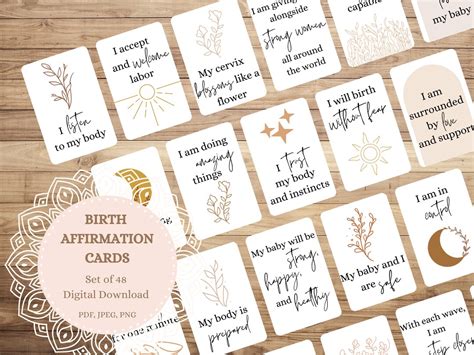 Printable Birth Affirmation Cards Hypnobirthing Affirmations For