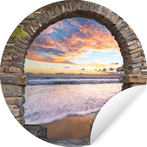 WallCircle Muurstickers Behangcirkel Avond Zee Strand