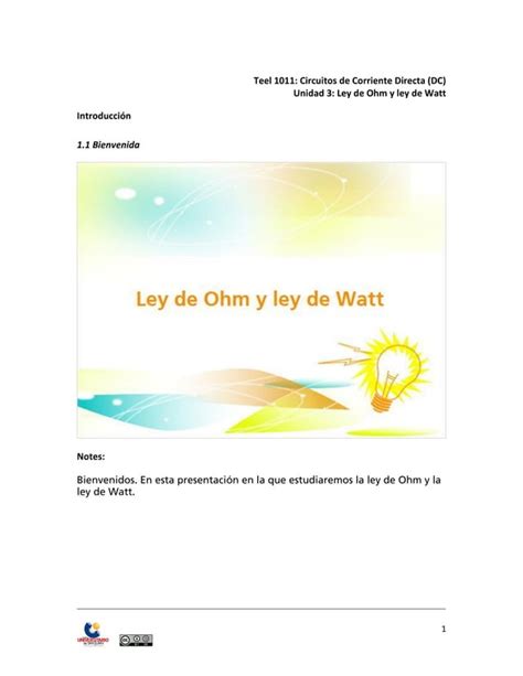 Unidad 3 Ley De Ohm Y Ley De Watt PDF