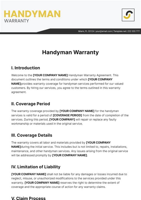 Free Warranty Templates Edit Online And Download