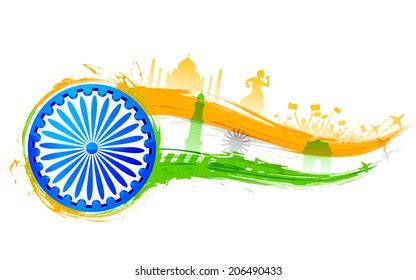 Illustration Tricolor India Background Monument Stock Vector (Royalty ...