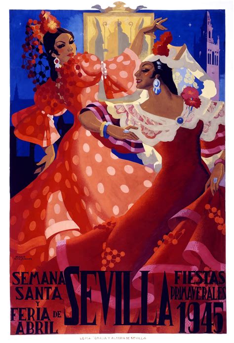 Spain 1945 Seville April Fair Travel Poster By Retro Graphics Travel