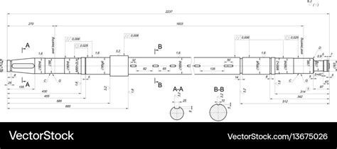 Expanded Shaft Sketch With Axel Bearing Royalty Free Vector