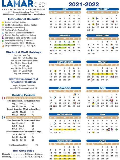 Lamar Academic Calendar - CountyCalendars.net