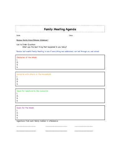 Family Meeting Agenda - 10+ Examples, Format, How to Start, PDF