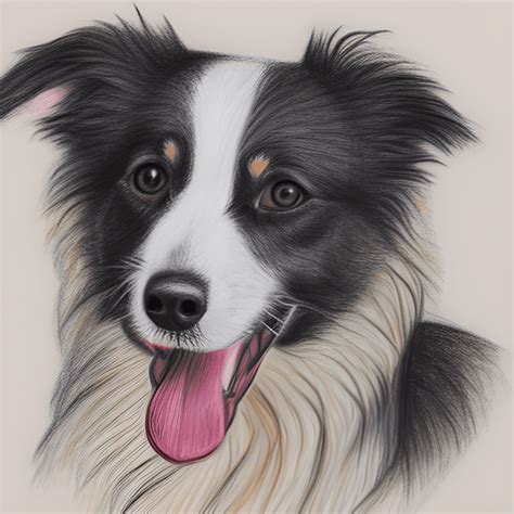 Digital Border Collie Colour Pencil Sketch · Creative Fabrica