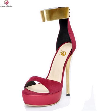 Original Intention New Elegant Women Sandals Open Toe Thin High Heels Sandals Nice Blue Wine Red