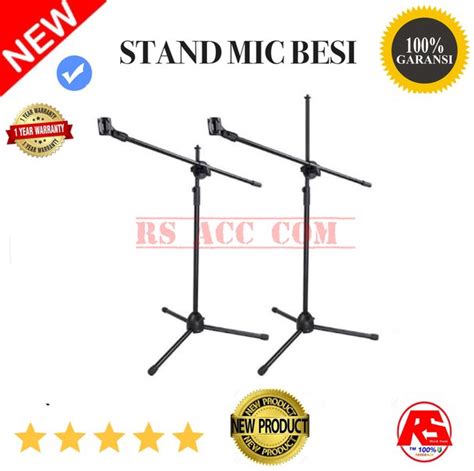 Jual Murah Stand Mic Microphone Kaki Tiga Panjang Bahan Full Besi