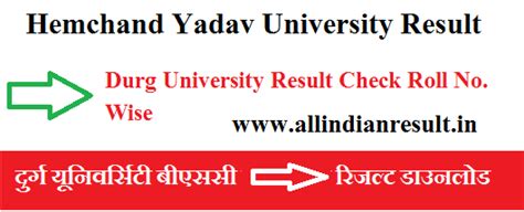 Durg University Bsc 1st Year Result 2024 - Hemchand Yadav Uni. Result