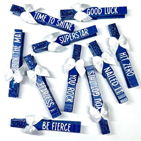 BLUE CHEER SPIRIT 10 Glitter Cheer Pins, Team Spirit Pins, Good Luck