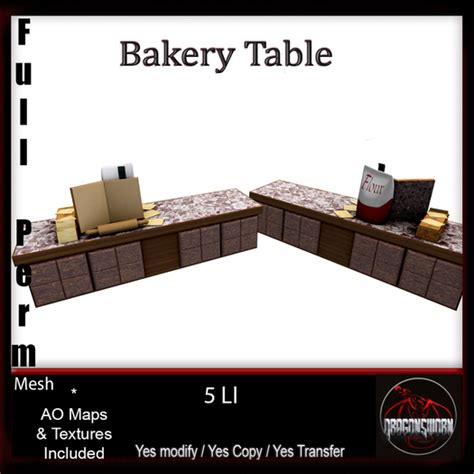 Second Life Marketplace Full Perm Bakery Table