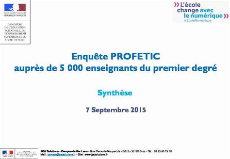 Enquête Profetic Auprès De 5 000 Enseignants Du Premier Degré Pdf