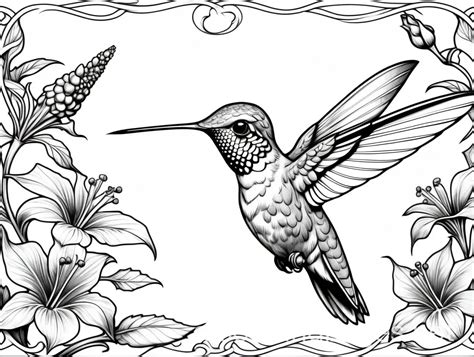 Ethereal Annas Hummingbird Fantasy Coloring Page By Brian Froud Ai