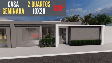 Casa pequena geminada l 62m² l 2 quartos l terreno 10x20 l garagem