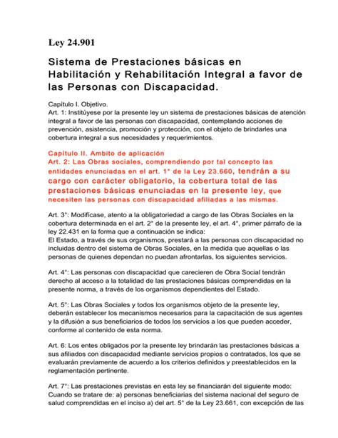 Ley Sistema De Prestaciones B Sicas En Habilitaci N Y