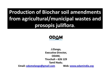 Production Of Biochar Soil Amendments From Agriculturalmunicipal