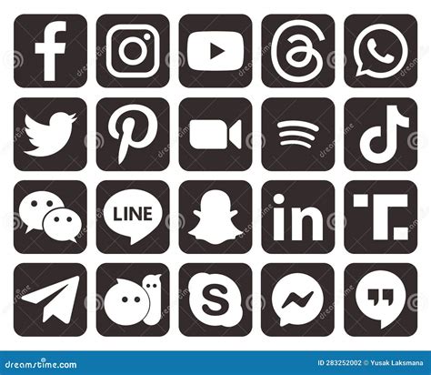 Set Of Most Popular Social Media Icon Editorial Photography