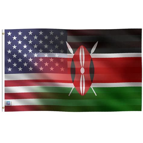 Kenyan American Hybrid Flag 100 Polyester W Brass Grommets Indoor