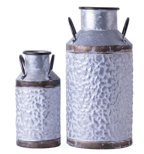 Galvanized Metal Rustic Milk Can Vintiquewise