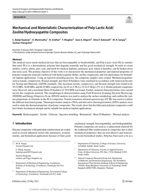 Mechanical And Materialistic Characterization Of Poly Lactic Acid