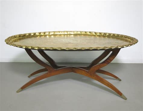 Moroccan brass tray table, ca 1950 | #117314