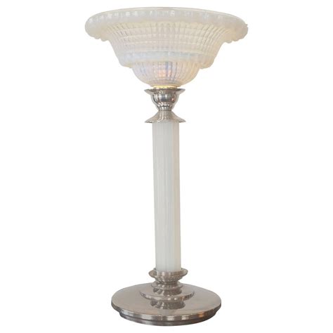 Art Deco French Glass Table Lamp With Opalescent Ezan Shade At 1stdibs