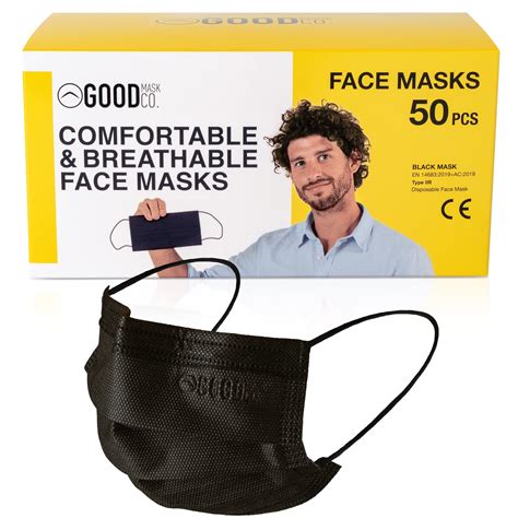 Comfortable And Breathable Disposable Face Mask Black 50 Box Good