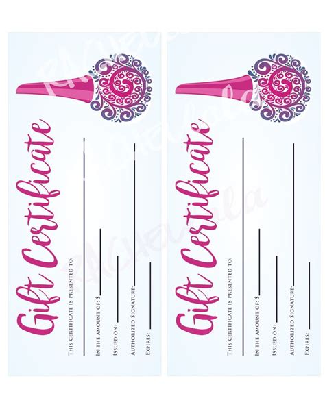 Printable Nail Salon Gift Certificate Fillable Template Manicure