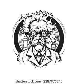 Mad Scientist Vintage Logo Concept Black Stock Vector (Royalty Free ...