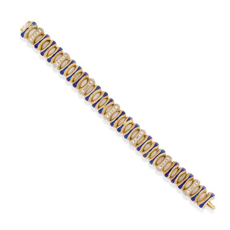 Bracciale In Oro Giallo 18k Smalto E Diamanti Gioielli Finarte