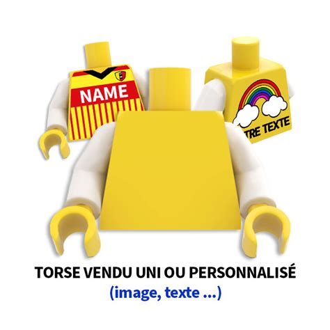 LEGO PLAIN TORSO Or Personalized YELLOW ARM WHITE