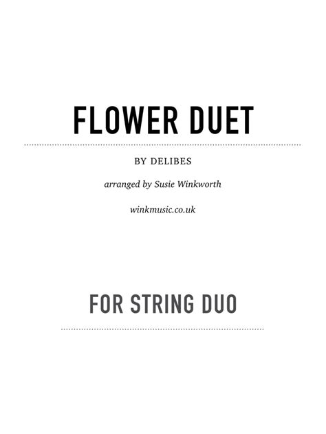 Flower Duet From Lakmé Arr Susie Winkworth Uk Sheet