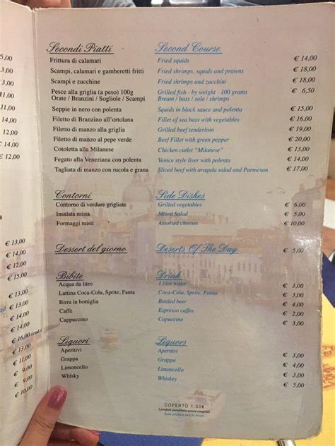 Speisekarte Von Trattoria Ai Cugnai Dal Restaurant Venedig Hot Sex