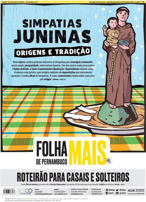 Capa Folha De Pernambuco Edi O S Bado De Junho De