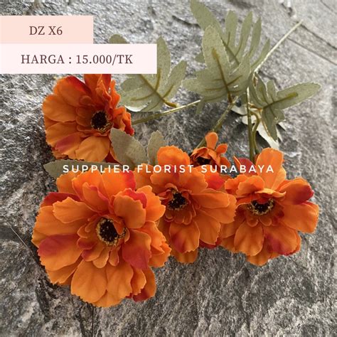 Dz X6 Bunga Palsu Artificial Flower Zinia Zinnia Bunga Hias Ruang