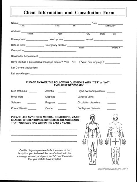 Massage Health History Form Fill Out And Sign Online Dochub