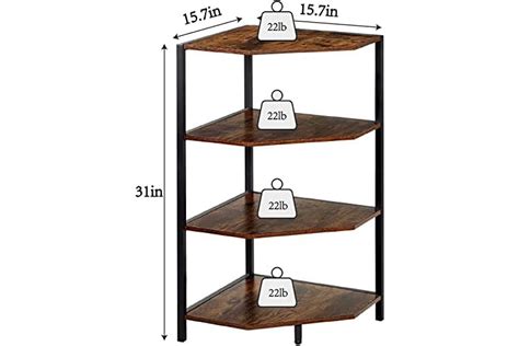 VECELO Corner Shelf 4 Tier Display Shelves Wood Storage Stand With