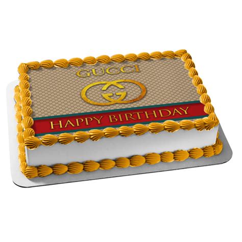 Gucci Logo Happy Birthday Customizable Edible Cake Topper Image Abpid5