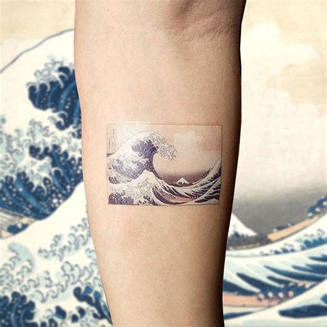 Hokusais The Great Wave Off Kanagawa Temporary Tattoo Set Of 3 Etsy