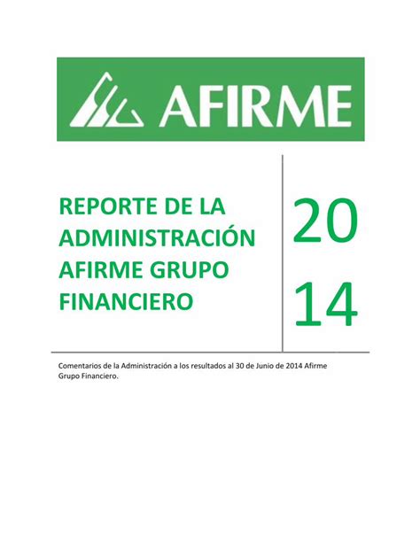 Pdf Reporte De La Administraci N Afirme Grupo Financiero Reporte De