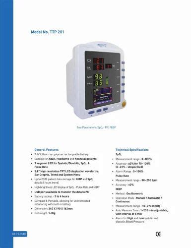 Brand Contech Contec Vital Sign 2 Para Patient Monitor Cms 5100