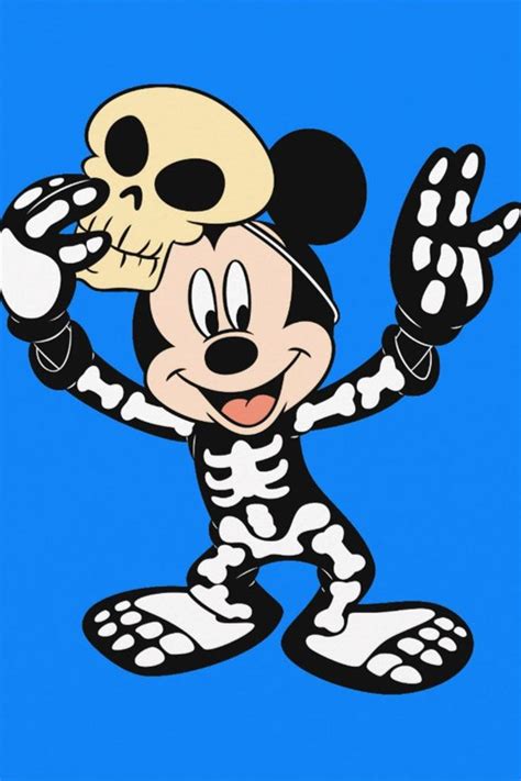 Mickey in Halloween Skeleton Costume Postcard | Zazzle | Halloween ...