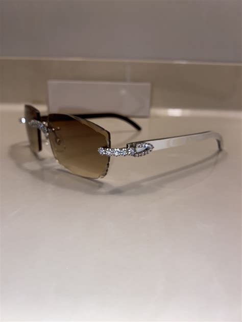 Iced Out Rimless Sunglasses Detroit Style Buffs Etsy