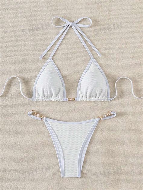 Shein Swim Conjunto De Bikini De Dos Piezas Con Cuello De Halter Y