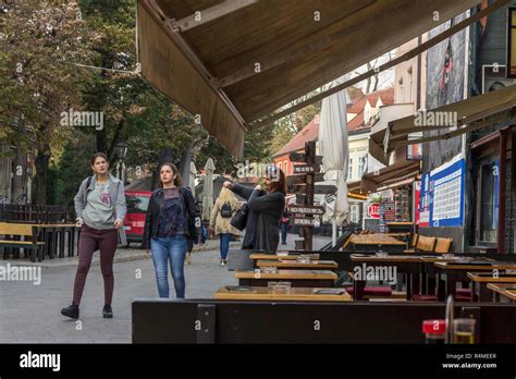 Zagreb Croatia November 2018 View At The Tkalciceva Street With