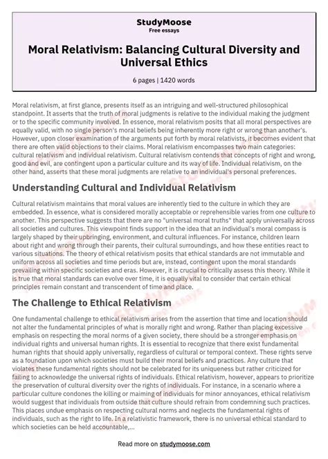 Moral Relativism Balancing Cultural Diversity And Universal Ethics