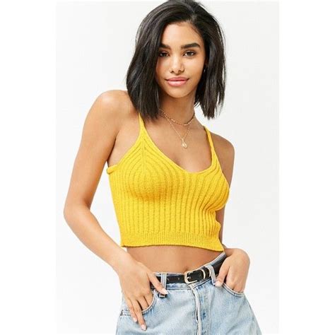 Forever 21 Ribbed Cami Crop Top Yellow 16 Liked On Polyvore