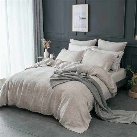 Phf Washed French Flax Linen Duvet Cover Set King Size